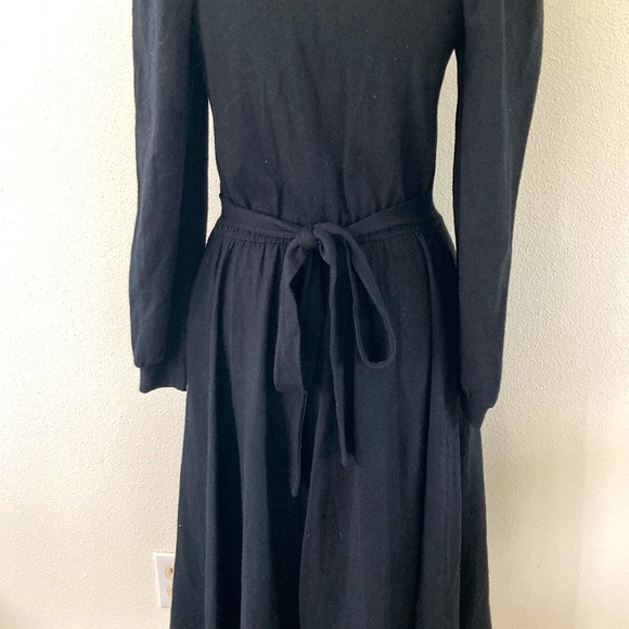 VINTAGE | NORDSTROM “Savvy” 100% Wool jersey black long sleeve twirl dress sz 8 - Picture 7 of 11
